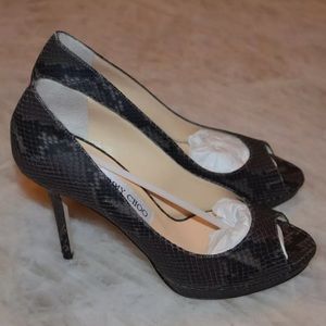JIMMY CHOO Luna Snake Print Heels 👠 38